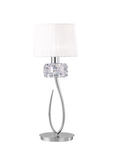 Loewe Table Lamp 1 Light E27 Large, Polished Chrome With White Shade