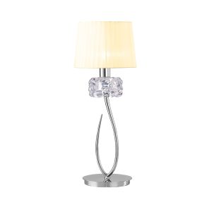 Loewe Table Lamp 1 Light E27 Large, Polished Chrome With Cream Shade