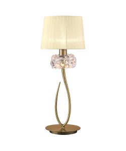 Loewe Table Lamp 1 Light E27 Large, Antique Brass With Cream Shade