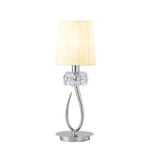 Loewe Table Lamp 1 Light E14 Small, Polished Chrome With Cream Shade