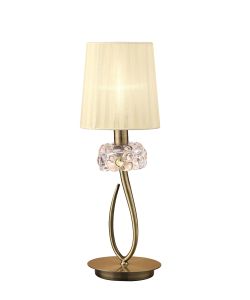 Loewe Table Lamp 1 Light E14 Small, Antique Brass With Cream Shade