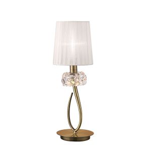 Loewe Table Lamp 1 Light E14 Small, Antique Brass With White Shade (4737)