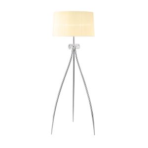 Loewe Floor Lamp 3 Light E27, Polished Chrome With Cream Shade