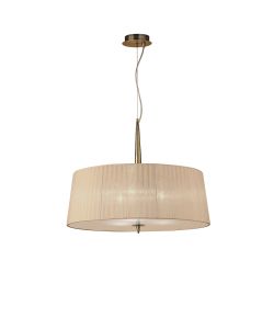 Loewe 55cm Single Pendant 3 Light E27, Antique Brass With Soft Bronze Shade