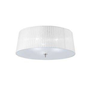 Loewe Flush Ceiling 3 Light E27, Polished Chrome With White Shade