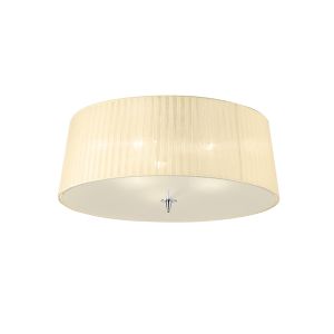 Loewe Flush Ceiling 3 Light E27, Polished Chrome With Cream Shade