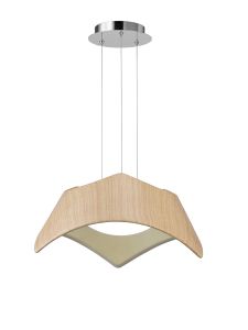 Maui Pendant 3 Light E27, Beech / Polished Chrome