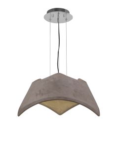 Maui Pendant 3 Light E27, Cement Effect / Polished Chrome