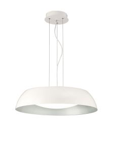 Argenta 60cm Pendant Large 30W LED 3000K, 3000lm, Matt White/Silver/White Acrylic, 3yrs Warranty