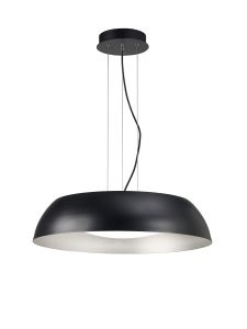 Argenta 60cm Pendant Large 30W LED 3000K, 3000lm, Matt Black/Silver/White Acrylic, 3yrs Warranty