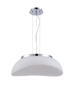 Opal 40cm Pendant 3 Light E27, Polished Chrome/Frosted White Glass