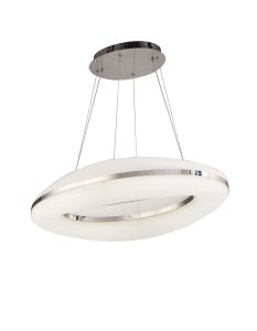 Oakley Oval Pendant 80W LED 3000K, 6400lm, Polished Chrome / Frosted Acrylic, 3yrs Warranty