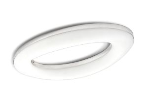 Oakley Oval Flush Ceiling 40W LED 3000K, 3200lm, Polished Chrome / Frosted Acrylic, 3yrs Warranty