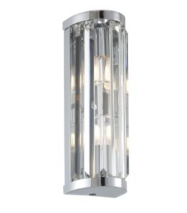 Crystal Double Wall Light Polished Chrome Plate/Clear Crystal Glass Finish