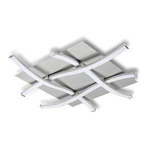 Nur Square Flush Ceiling 34W LED 3000K, 2600lm, Silver/Frosted Acrylic/Polished Chrome, 3yrs Warranty