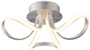 Knot Ceiling 36W LED 3 Looped Arms 3000K, 2850lm, Silver/Frosted Acrylic, 3yrs Warranty