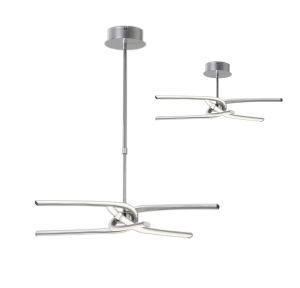 Knot Telescopic\Semi Flush 45W LED Curved Arms 3000K, 3150lm, Dimmable, Silver/Frosted Acrylic/Polished Chrome, 3yrs Warranty