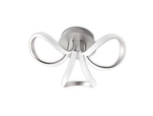 Knot Dimmable Ceiling 48cm Round 36W LED 3 Looped Arms 3000K, Silver/Frosted Acrylic