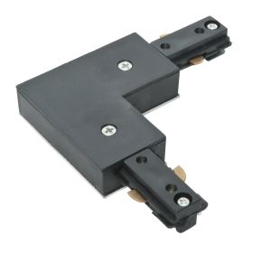 L Connector Black Mains Track (single phase)
