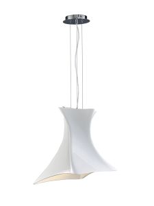 Twist Pendant 1 Light E27, Gloss White/Polished Chrome