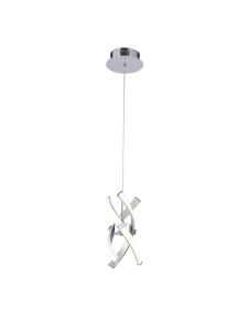 Espirales Pendant 1 Light 12W LED 3000K, 840lm, Silver/Frosted Acrylic/Polished Chrome, 3yrs Warranty