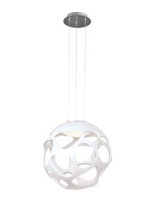 Organica 55cm Pendant 3 Light E27, Polished Chrome/Gloss White