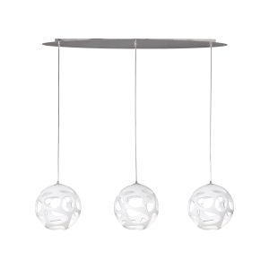 Organica Linear Pendant 3 Light E27 Line, Gloss White/Polished Chrome