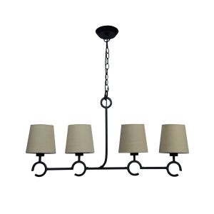 Argi Linear Pendant 4 Light Line E27 With Taupe Shades Brown Oxide