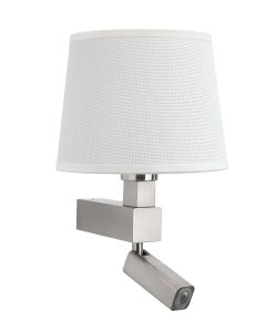 Bahia Wall Lamp 1 Light Without Shade E27 + Reading Light 3W LED Satin Nickel 4000K, 200lm, 3yrs Warranty