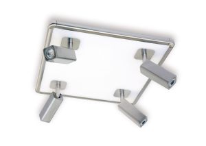 Ibiza Flush Ceiling Light 4 Head With Backlit Light 40W LED Square Satin Nickel 4000K, 3000lm, 3yrs Warranty