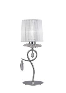 Louise Table Lamp 1 Light E27 With White Shade Polished Chrome / Clear Crystal