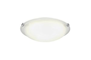 Chester 2 Light E27 Flush Ceiling 30cm Round, Polished Chrome With Frosted Alabaster Glass