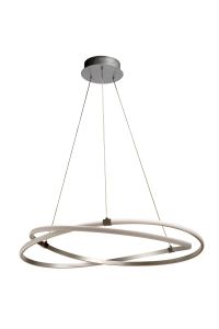 Infinity Pendant 42W LED 3000K, 3400lm, Silver/Polished Chrome/White Acrylic, 3yrs Warranty