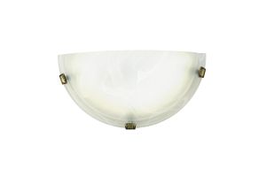 Chester 1 Light E27 Flush Wall Lamp, Black/Gold With Frosted Alabaster Glass