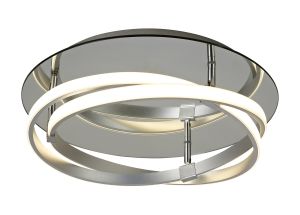 Infinity 43cm Flush 30W LED 3000K, 2500lm, Silver/Polished Chrome/White Acrylic, 3yrs Warranty