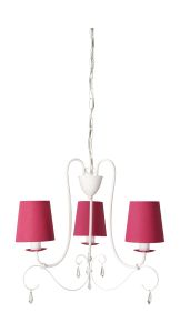 Princess Single Kids Pendant, 3 Light E14 White/Pink