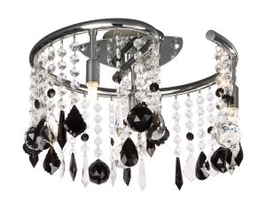 Nostri Ceiling Lamp, 5 Light G9 Chrome/Glass Droplets