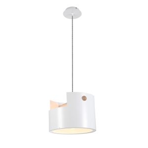 Cube 30cm Pendant Large 1x40W, White Metal / Wood