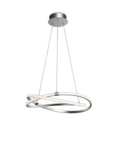 Infinity 51cm Pendant 42W LED 3000K, 3400lm, Dimmable Silver/Polished Chrome/White Acrylic, 3yrs Warranty