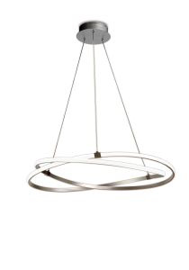 Infinity 71cm Pendant 60W LED 3000K, 4500lm, Dimmable Silver/Polished Chrome/White Acrylic, 3yrs Warranty