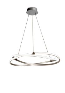Infinity 71cm Pendant 60W LED 3000K, 4500lm, Dimmable Silver/Polished Chrome/White Acrylic, 3yrs Warranty