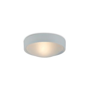 Rondo 24cm IP44 1 Light E27 Flush Ceiling Light, White Frame With Frosted Glass