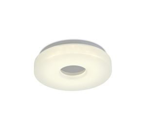 Joop IP44 12W LED Small Flush Ceiling Light, 4000K 1000lm CRI80, Polished Chrome With White Acrylic Diffuser