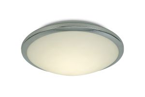 Kochi 30.2cm IP44 12W LED Flush Ceiling Light, 4000K 840lm CRI80, Polished Chrome Trim With Opal Glass