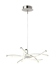Aire LED Pendant 71cm Round 42W 3000K, 3700lm, Dimmable Silver/Frosted Acrylic/Polished Chrome, 3yrs Warranty
