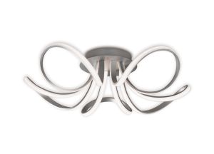 Knot Ceiling 74cm Round 5 Looped Arms 60W LED 3000K, 4800lm, Dimmable Silver/Frosted Acrylic/Polished Chrome, 3yrs Warranty