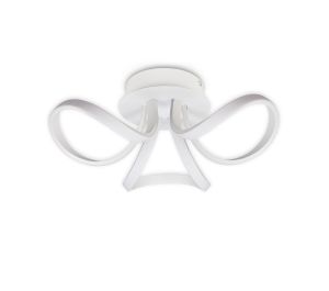Knot Blanco Ceiling 48cm Round 3 Looped Arms 36W LED 2800K, 2520lm, White/Frosted Acrylic, 3yrs Warranty