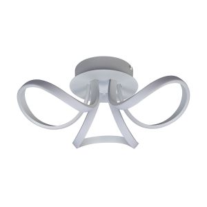 Knot Blanco Ceiling 48cm Round 3 Looped Arms 36W LED 4000K, 2520lm, White/Frosted Acrylic, 3yrs Warranty
