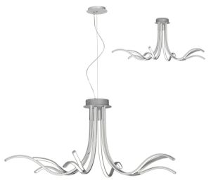 Corinto Ceiling 140cm, 80W LED, 3000K, 6400lm Dimmable, Silver Chrome, 3yrs Warranty