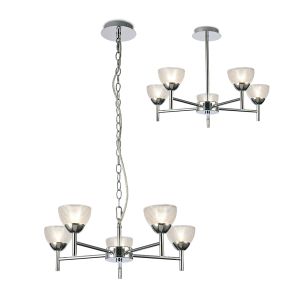 Avalon 48cm Ceiling 5 Light G9 Pendant/Semi Flush, Polished Chrome With Clear Prismatic Glass